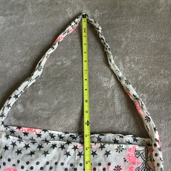 FREE PEOPLE Block Print Gauzy Boho Medium Reusable Tote Bag - Cream Black & Pink - Picture 4 of 4